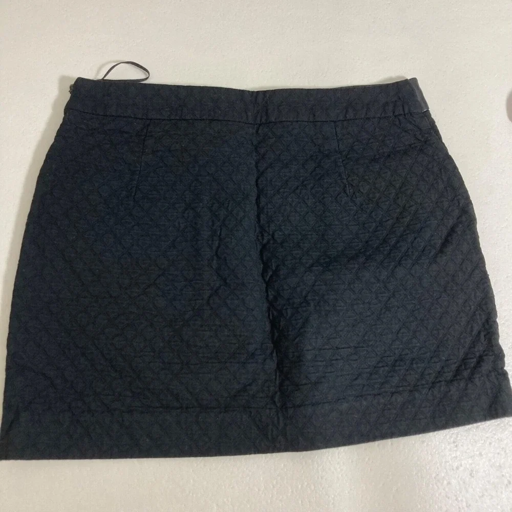 Mango Casual Mini Skirt Womens 2 Black Quilted Faux Leather Trim Pockets - Picture 10 of 12